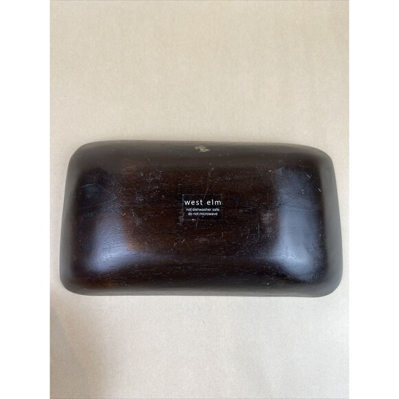 West Elm Rectangle Wooden Sushi‎ Plates Dessert Dish Plate Dark Brown - Picture 3 of 7